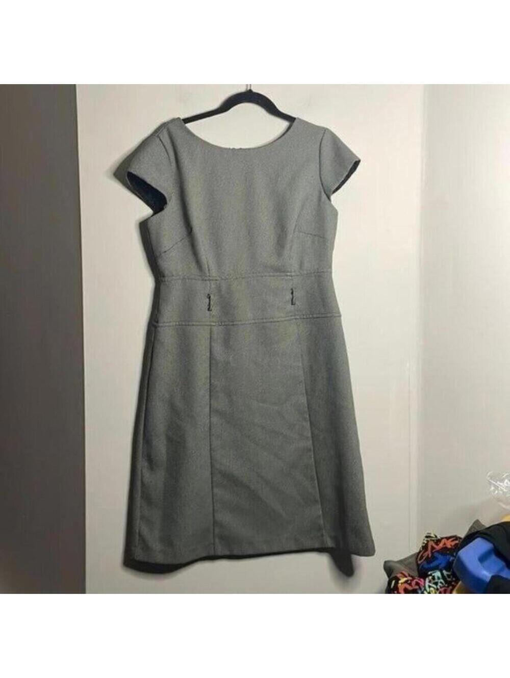 Karin Stevens Black and White Cap Sleeve Shift Career Work Dress